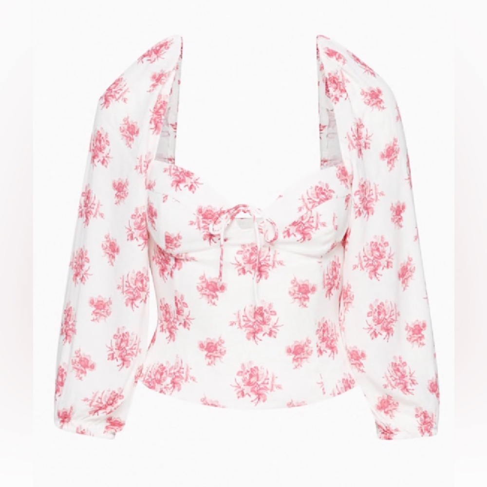 Aritzia Floral Puff Sleeve Top